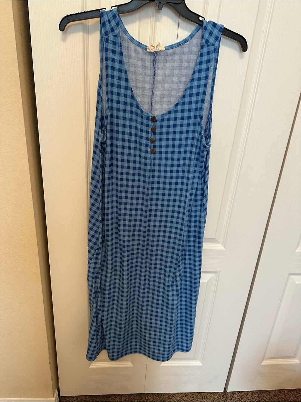 Water Lily Blue Gingham Button-Front Sleeveless Dress